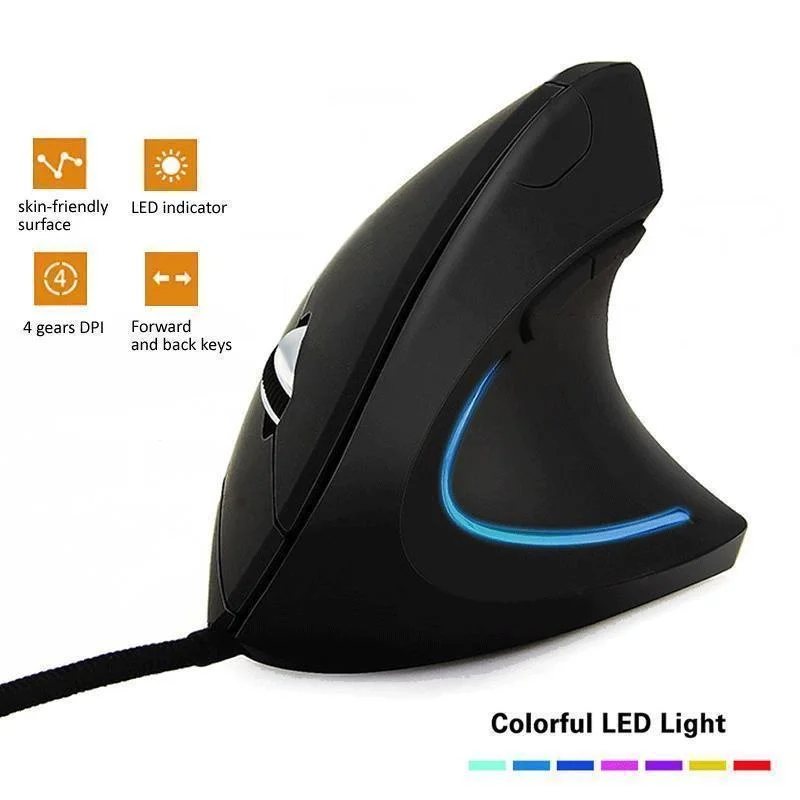 Mouse Bungee Holder - 人間工学に基づいた垂直右利き用ゲーミングマウス有線 3200DPI USB 光学式 RGB マウス
