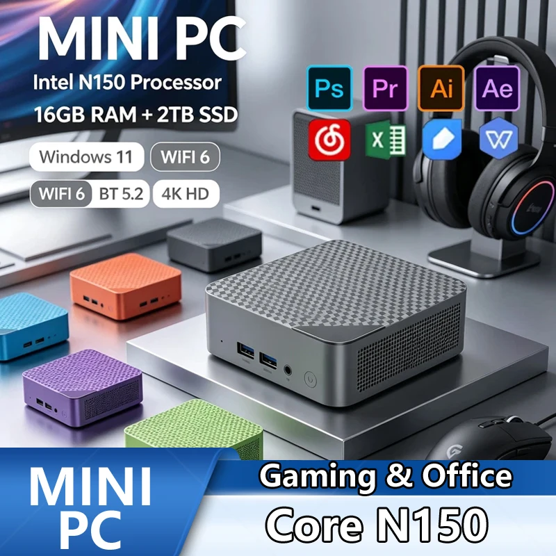 Pc Gaming Editing - ミニPC Intel N150、16GB+2TB SSD Win11 WiFi6