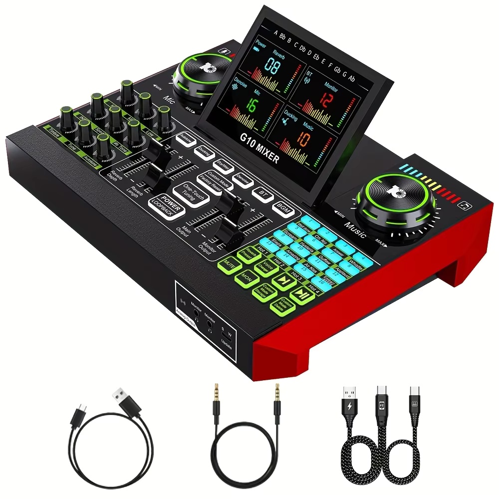 Pc Gaming Youtubers - Tenlamp G10 ポッドキャストマイクバンドル、ライブサウンドカードオーディオミキサー、ボイスチェンジャーDJエフェクト、XLR 3.5mmインターフェース付き、PC、スマートフォン、ゲーム、ストリーミング、録音、YouTube、スタジオ、Vlog用