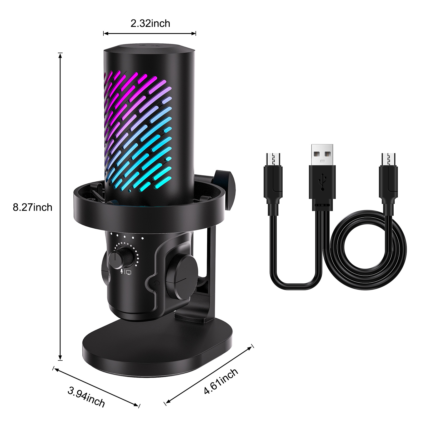 Pc Gaming Youtubers - Tenlamp CG1 RGB USB ストリーミングマイク、プロフェッショナルコンピューターコンデンサーマイク、PC Mac