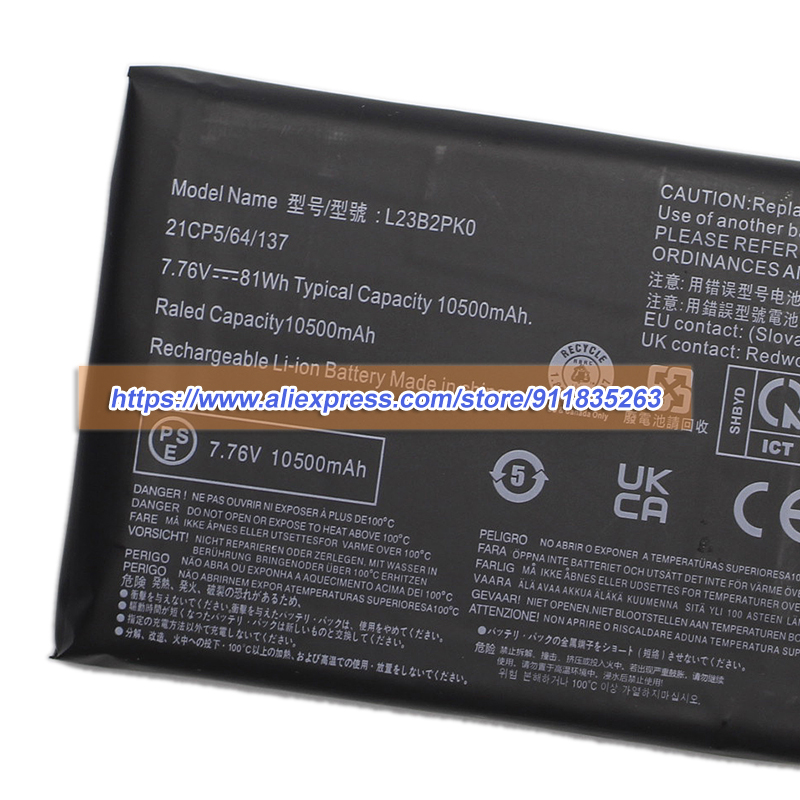 Pc Gaming Lenovo Legion - 新しい L23B2PK0 バッテリー 7.76V 10500mAh 81Wh