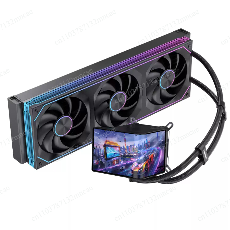 Pc Case Fan - 360mm液体CPUクーラー、6.67インチスクリーンビデオディスプレイ、ARGBファン搭載、デスクトップPCケース用AMD対応冷却装置