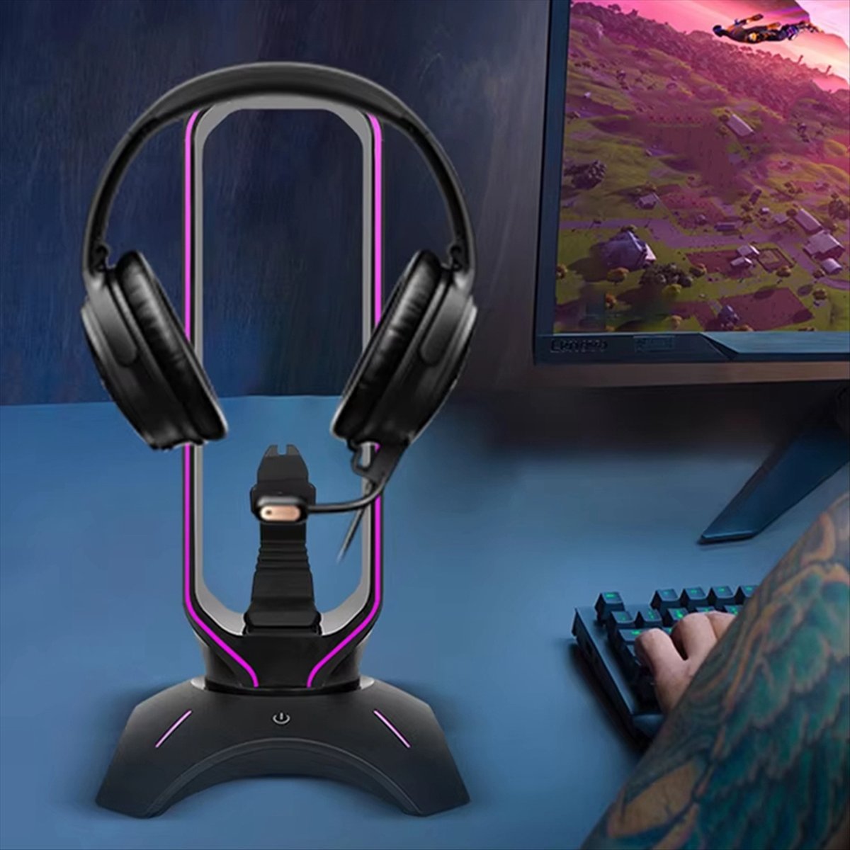 安定したRGBゲーミングヘッドフォンスタンド、マウスバンジー - Mouse Bungee Holder のレビューと価格