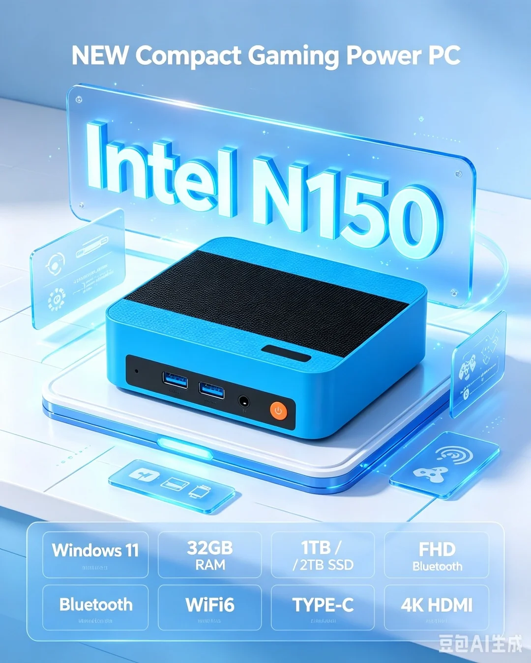 鮮やかなマルチカラーのIntel N150ミニPC、Win1 - Pc Gaming Editing のレビューと価格