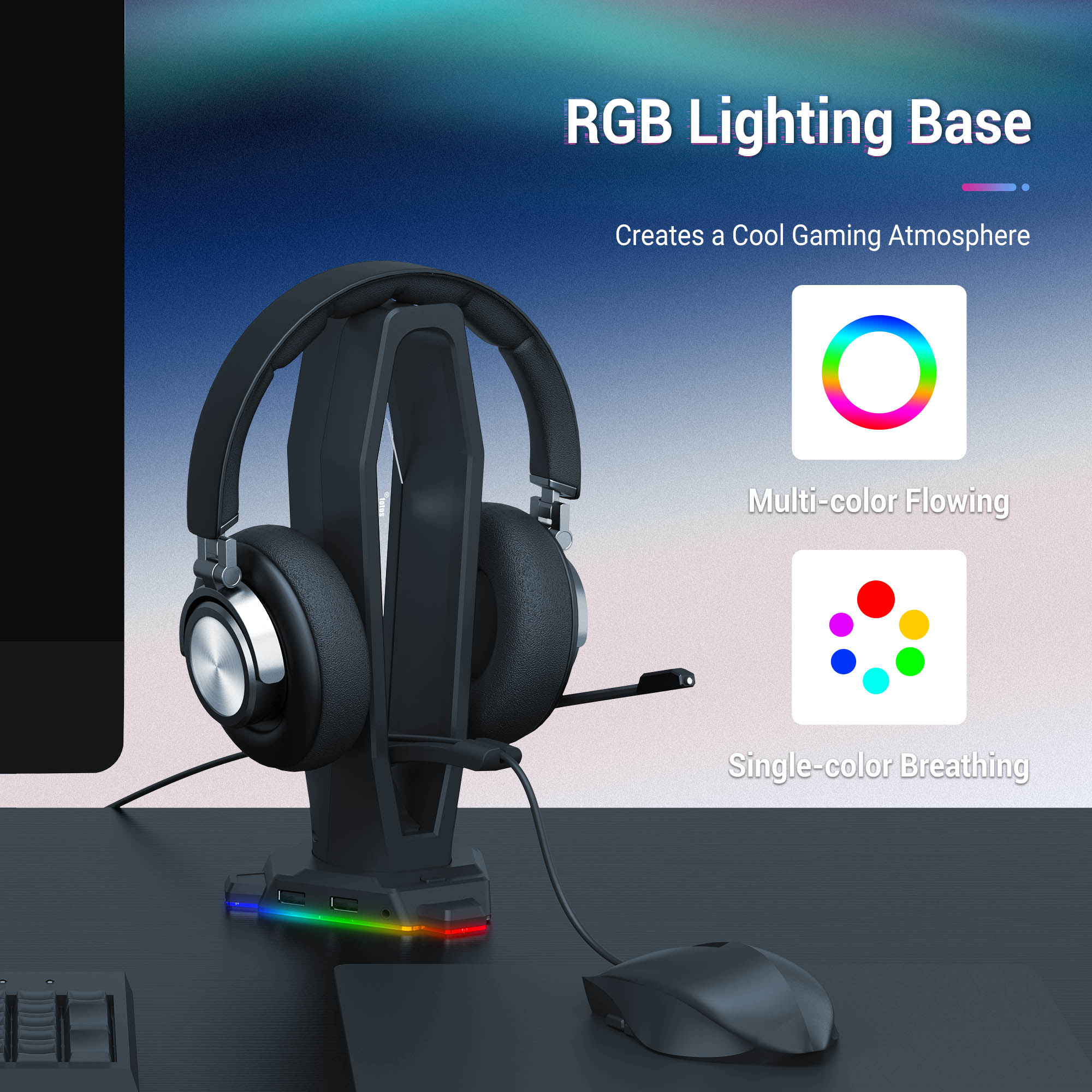 3-in-1ゲーミングヘッドセット,ケース付きデスクディスプ - Mouse Bungee Holder のレビューと価格