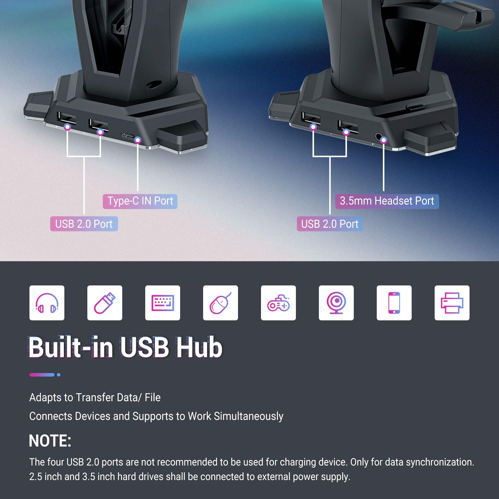 3-in-1ゲーミングヘッドセット,ケース付きデスクディスプ - Mouse Bungee Holder のレビューと価格